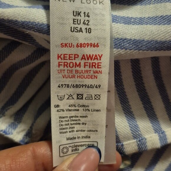 Striped Blue and White  Tiered midi dress Sz.10 NWT New Look - Picture 5 of 6